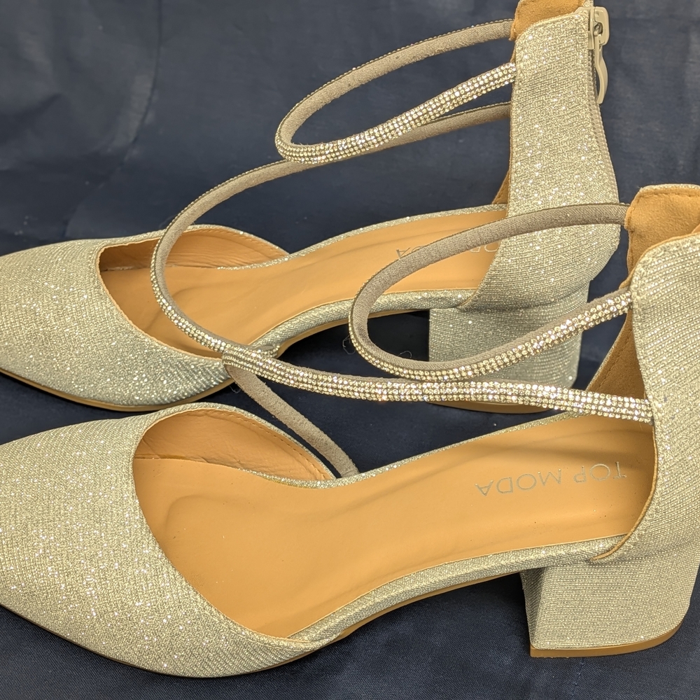 TOP MODA Glittering Silver Strappy Heels Size 9